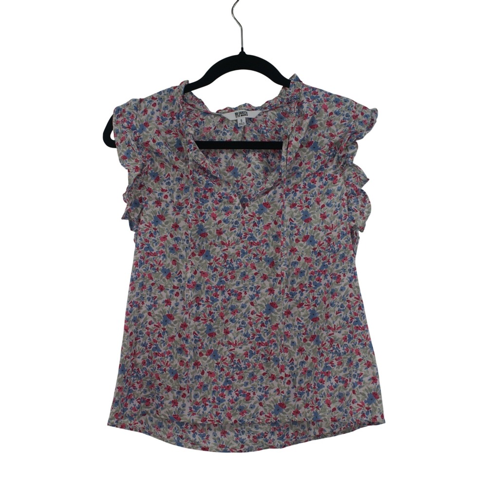 BB Dakota Steve Madden Ditsy Top Floral Flutter Sleeve Cotton Blouse BM14433W S